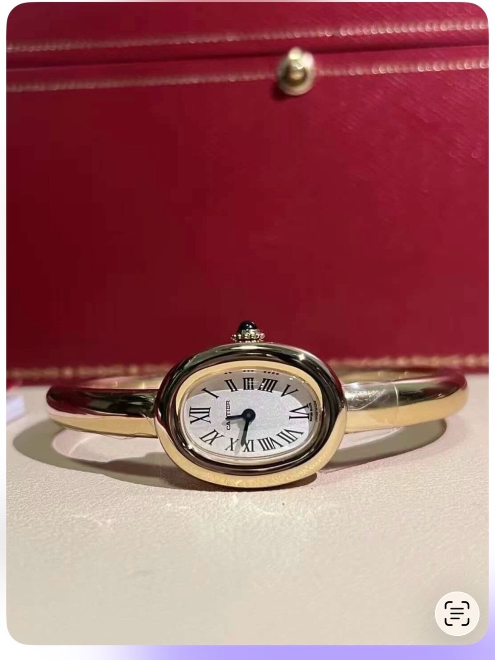 Gold-Tone Oval Bangle Watch with White Dial